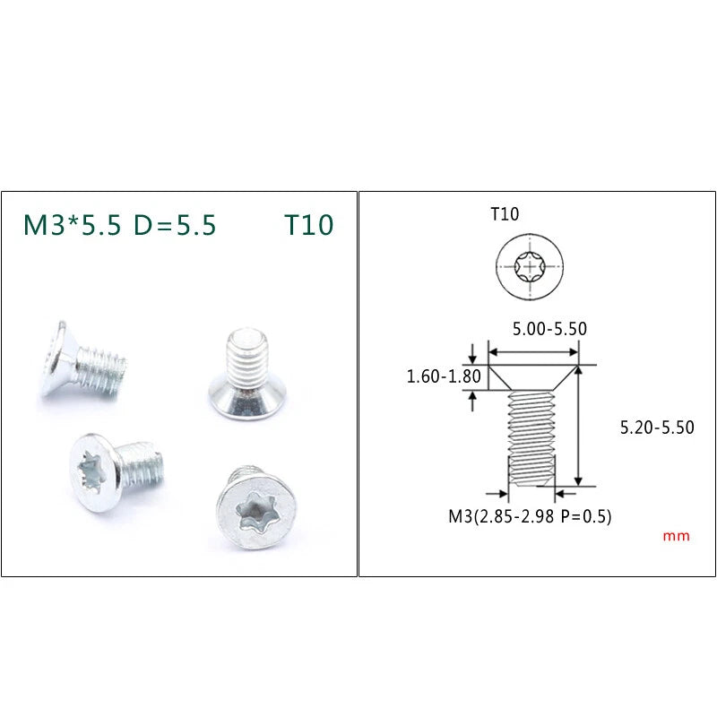 Torx Flat Head Machine Screws M1.6 M2 M2.5 M3 — T5 to T15, Multiple Finishes