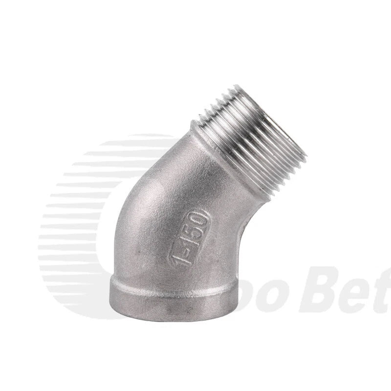 Stainless Steel 45° Elbow Pipe Fitting | 1/4"-2" BSP Male Female Thread | 304 SS Equal Elbow