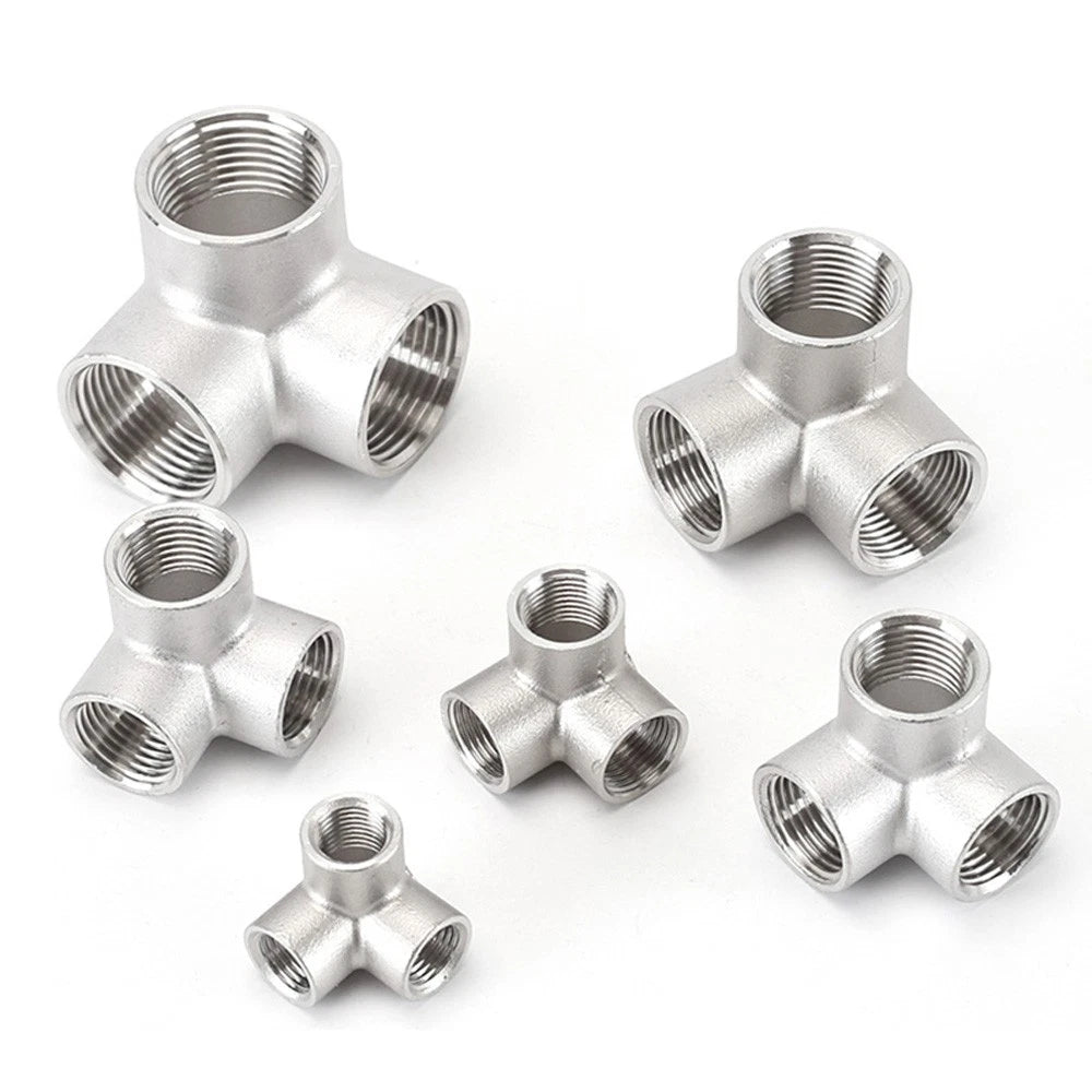 BSP Female 3-Way Tee Pipe Fitting – Stainless Steel 90° Corner Elbow