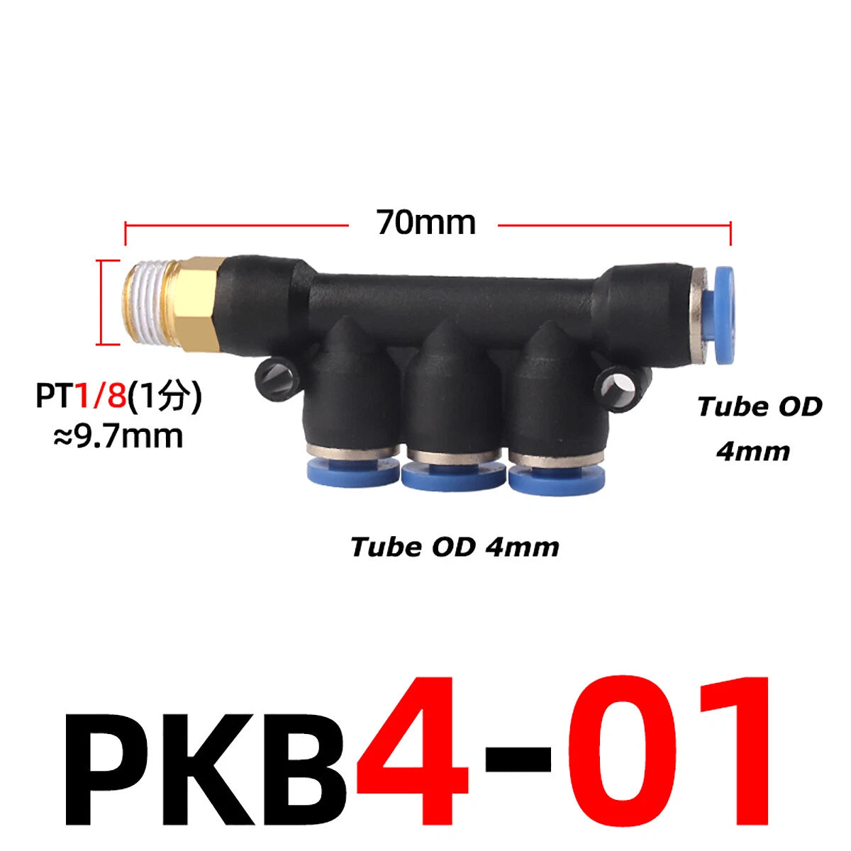 Pneumatic 5-Way Manifold Push-In Fitting | Male Stud to Hose Tube Connector