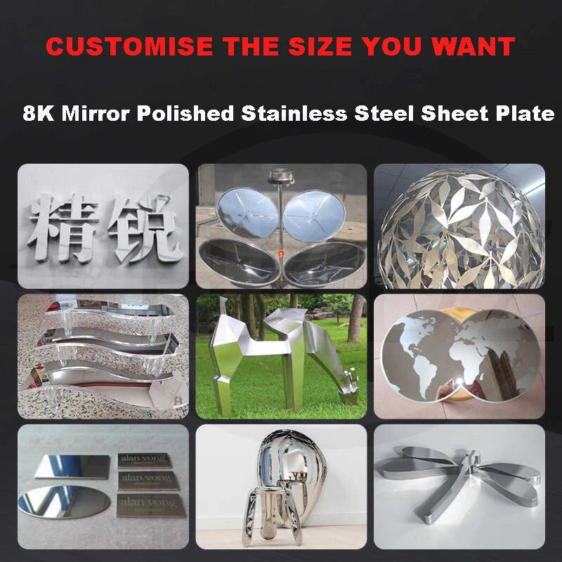 8K Mirror Polished Stainless Steel Sheet Plate Grade 304 Thickess 0.3mm - 4mm