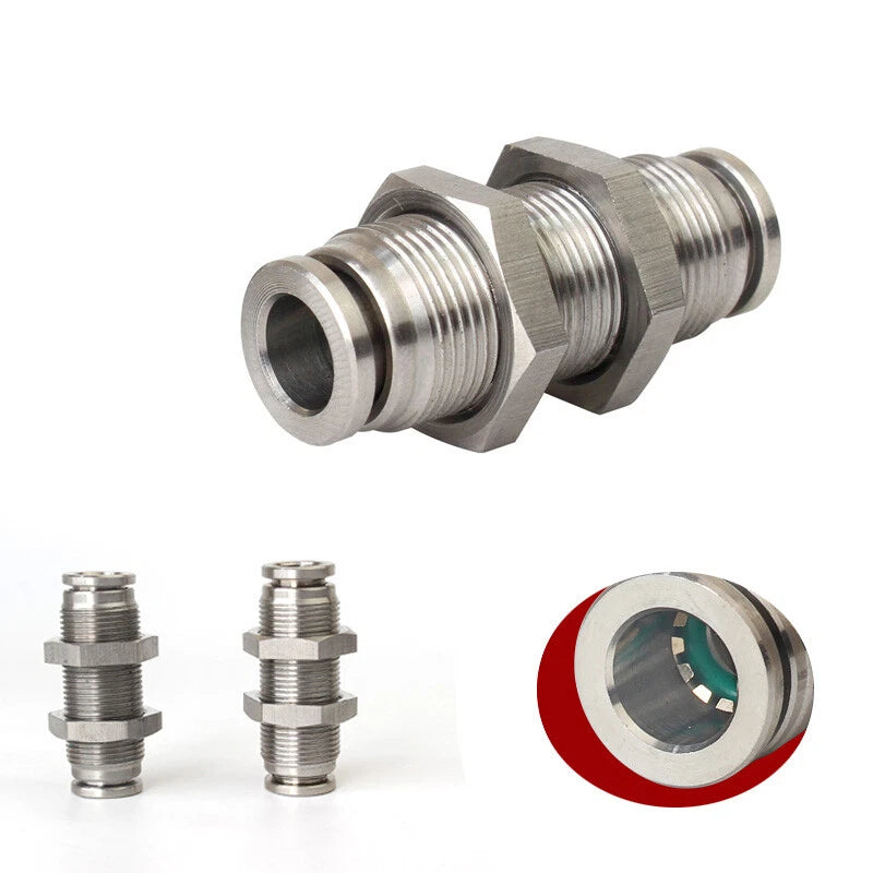 Bulkhead Push-In Fittings | Pneumatic Connectors for Air & Water Hose Tube | 4mm–16mm