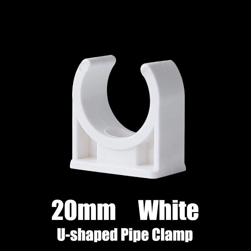 PVC U-Type Pipe Clamp Tube Holder 20 25 32 40 50mm Pipe Fittings White Grey
