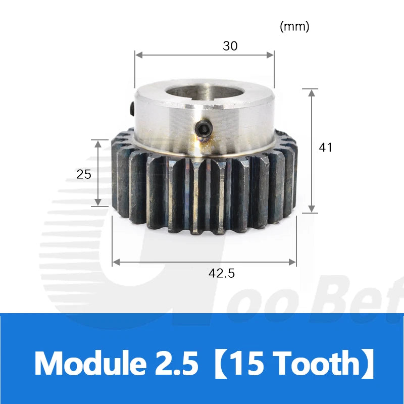 Mod 2.5 Spur Gear Steel Hardened with Hub 15-40 Tooth Motor Pinion 12-40mm Bore