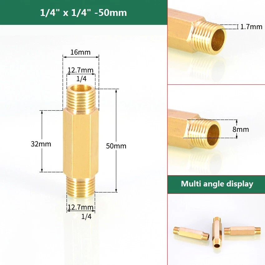 BSP Male Thread Brass Extension Pipe Fitting Adapter | 1/8" to 1/2" Connector