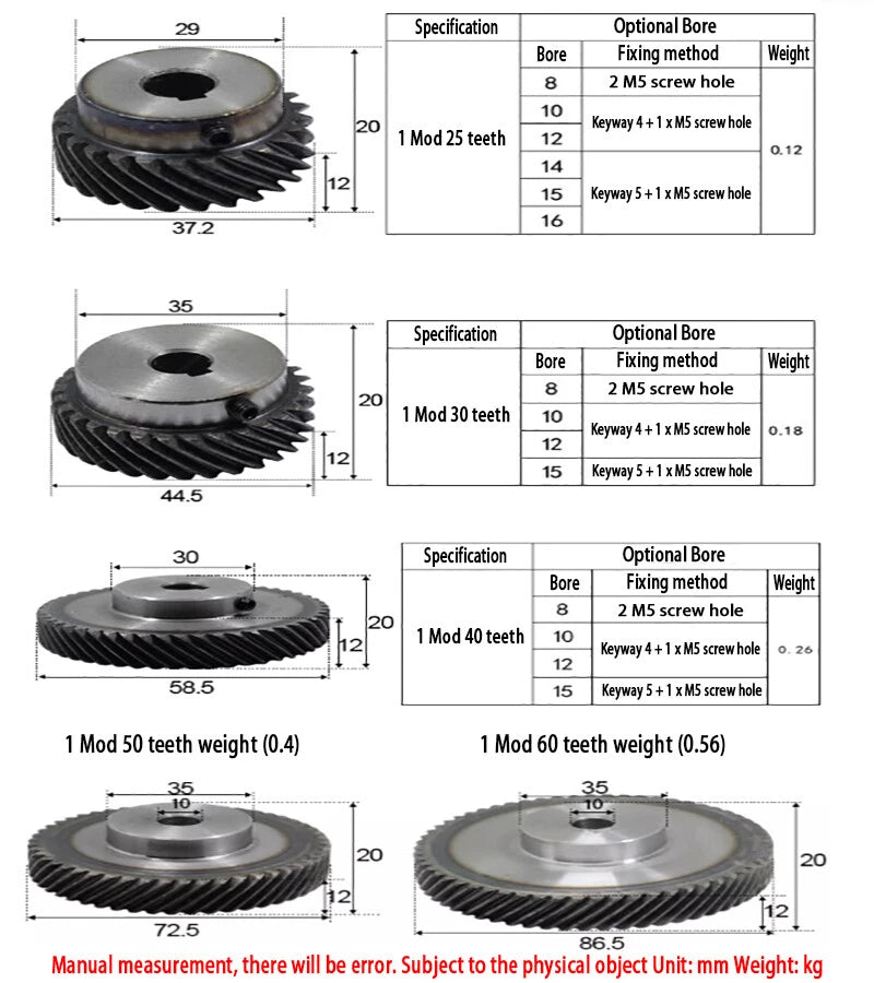 1/2/3 Mod Helical Gear With Step 45° Left Right Spiral Motor Transmission Gear