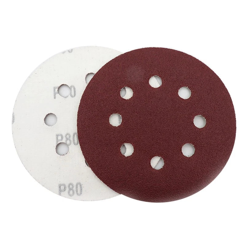 125mm 225mm Red Sanding Discs Hook Loop Sandpaper Pads 8 Hole Grit 40 - 2000