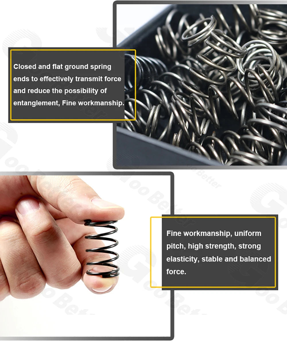 Black Compression Spring 6mm Wire Dia 155-190mm Length Pressure Springs Steel