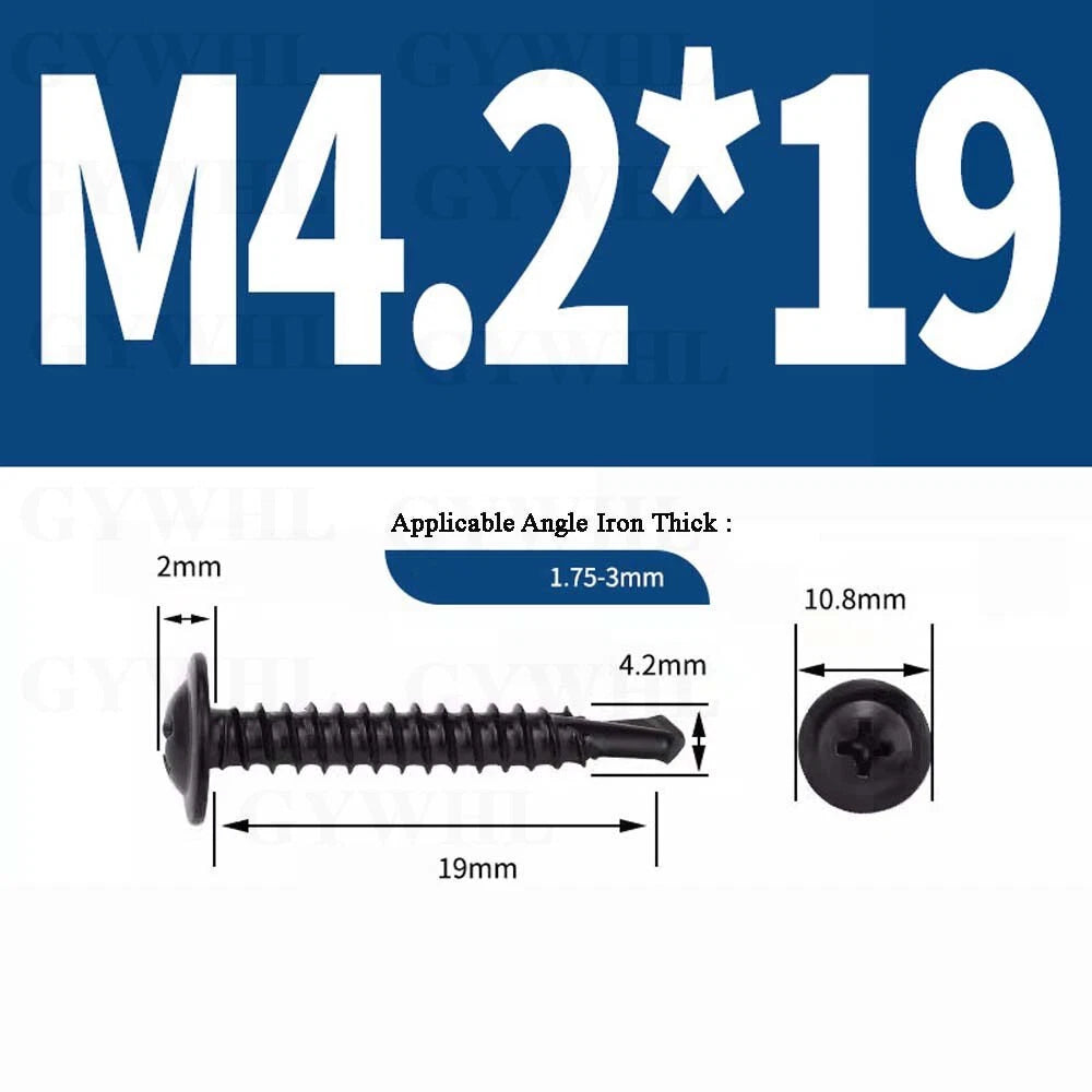 Black Self Drilling Wafer Head Screws Steel Self Tapping Screws for Metal Sheets