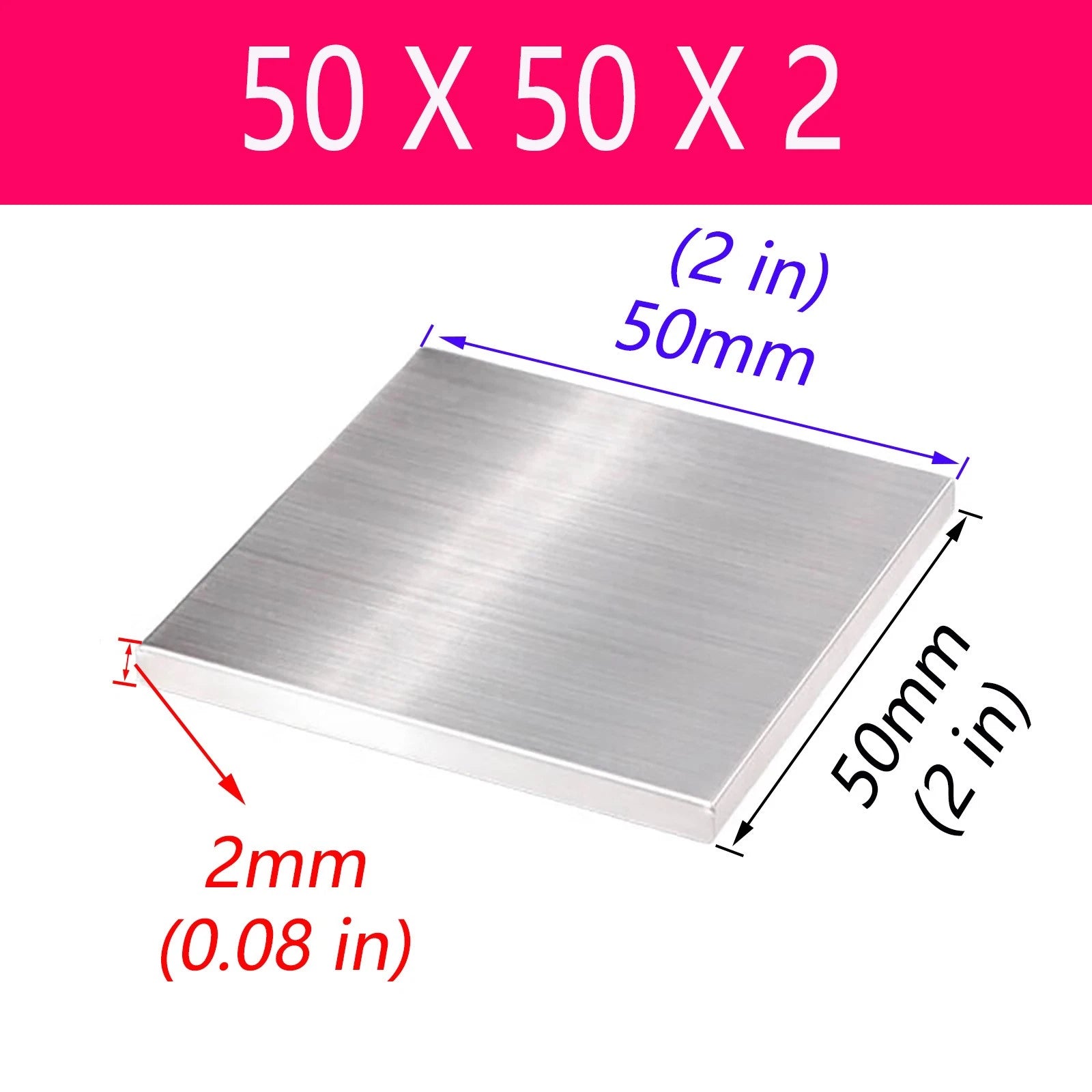 Stainless Steel Sheet Bright Polish 2mm Thick Many Size Grade A2 304 L50-450mm