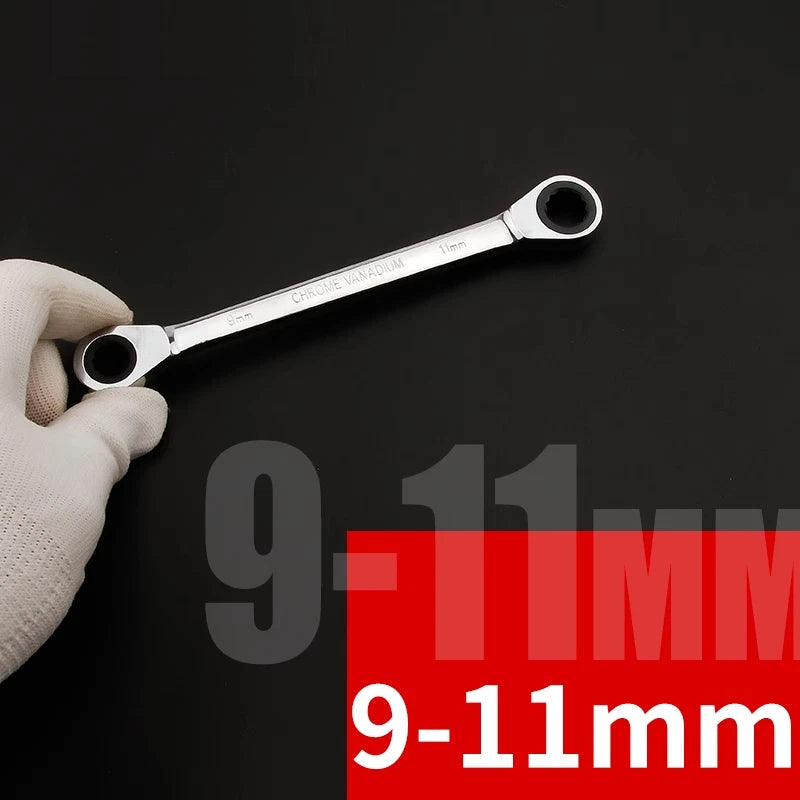Double Ended Wrench Ratchet Spanner Fully polished 72 Teeth 8/10/12/13/17/19 mm