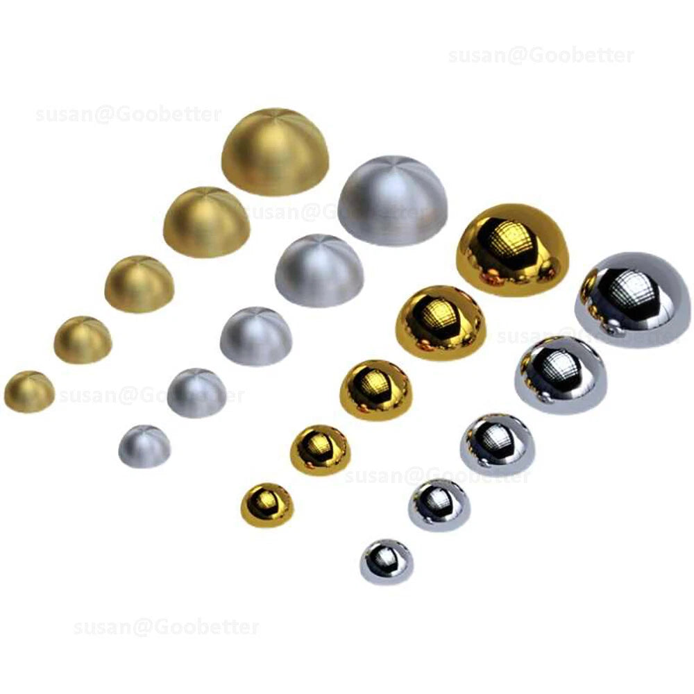 Dome Screw Cover Caps – Electroplated Stainless Steel Mirror Screws, 20mm to 50mm, Silver and Gold