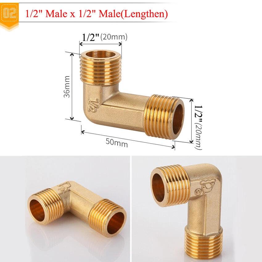 BSP Brass Elbow Fitting — 1/2", 3/4" & 1" Male/Female Thread Pipe Connector Adapter