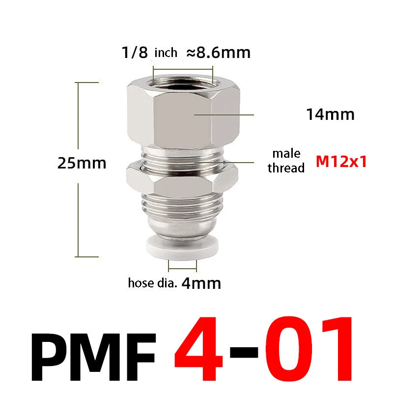 Bulkhead Female Thread Pneumatic Push-In Fittings | 4–12mm Air Hose Tube Connector