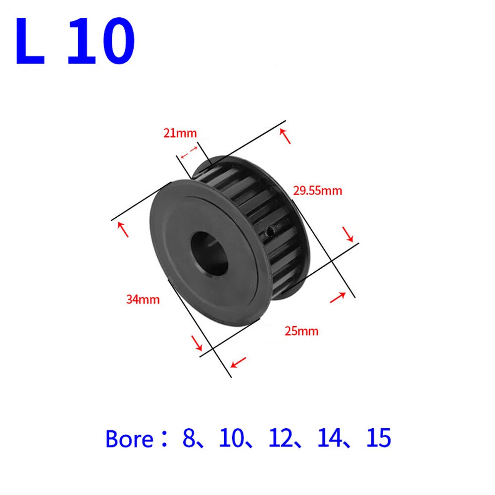L-type 10T-30T Timing Belt Pulley Pitch 9.525mm With Keyway 45# Steel Width 21mm
