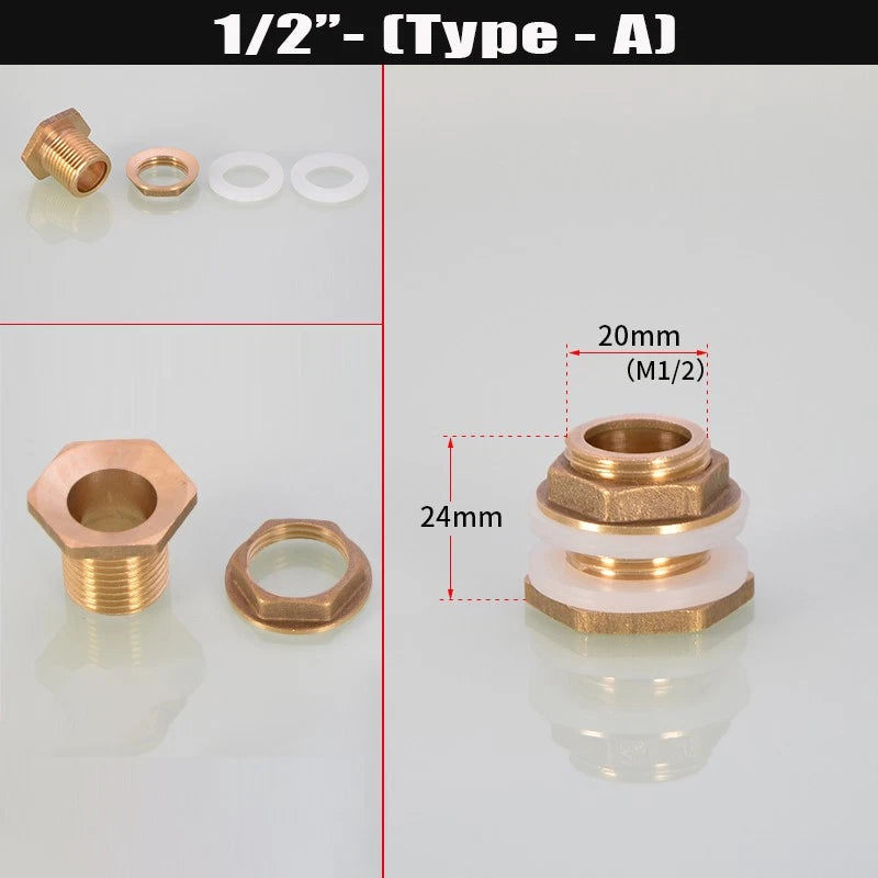 BSP Female Male Thread Water Tank Connector Bulkhead Hose Fitting 1/2" 3/4" ~ 2"