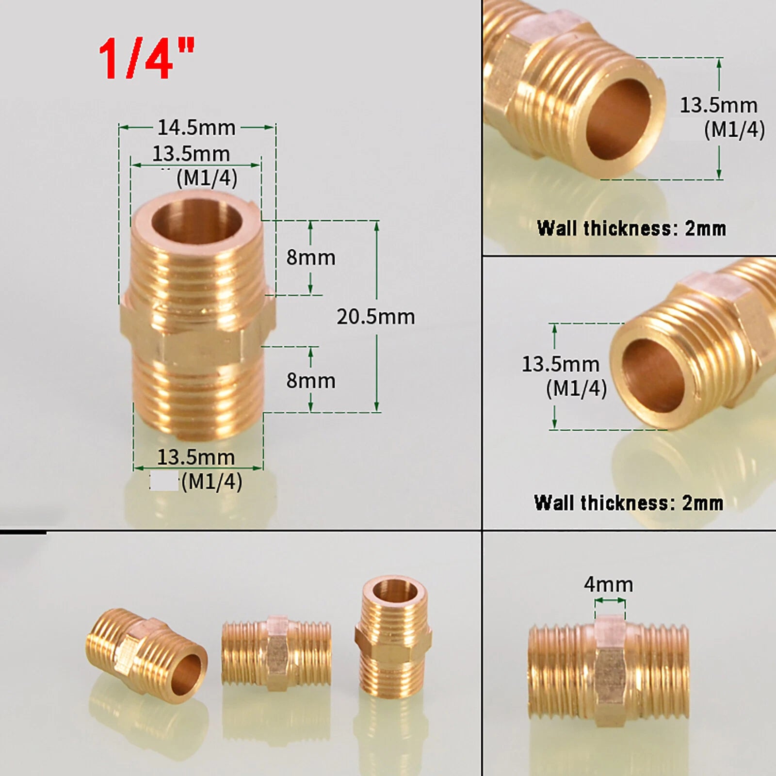 Brass Hex Nipple BSP Male to Male Pipe Fitting — Equal & Reducer