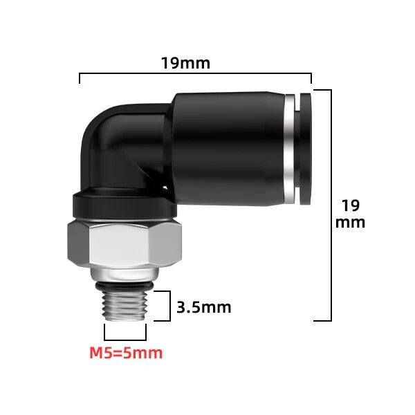 Male Thread Elbow Push-in Pneumatic Fitting | Micro Swivel Air Hose Connector