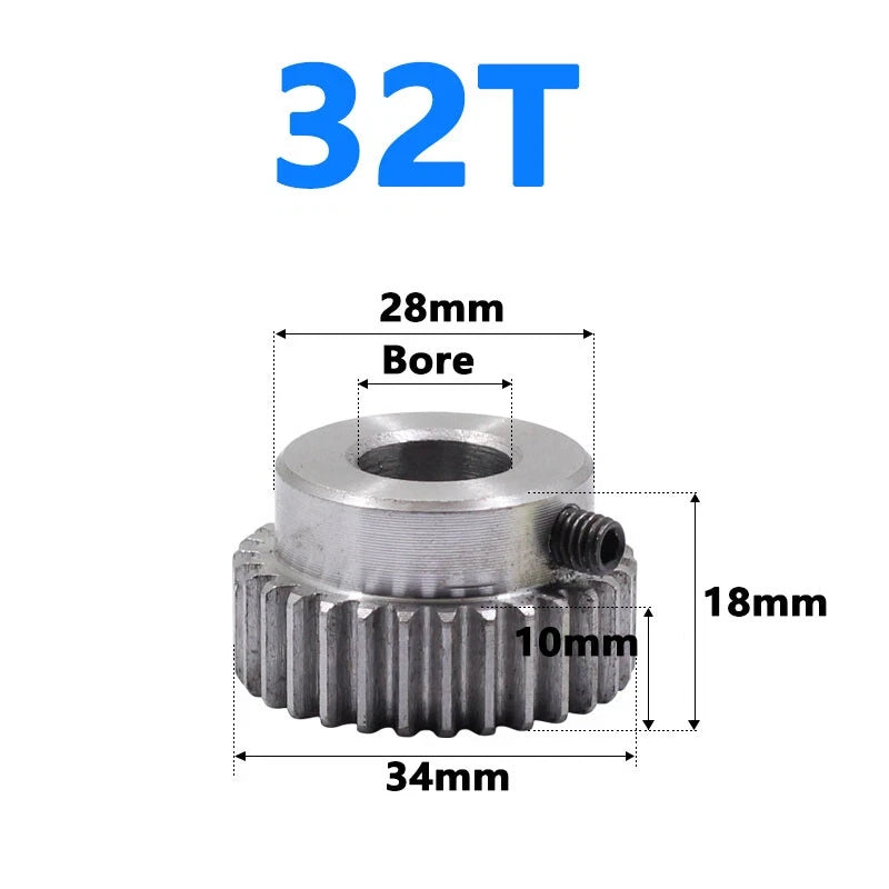 1 Mod 1M Spur Gear With Step 31-125T Teeth Transmission Spur Gear 45# Steel