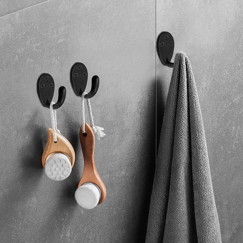 Double Hat Coat Hooks Hanger Door Wall Cloth Towel Holder Organiser Rack Robe