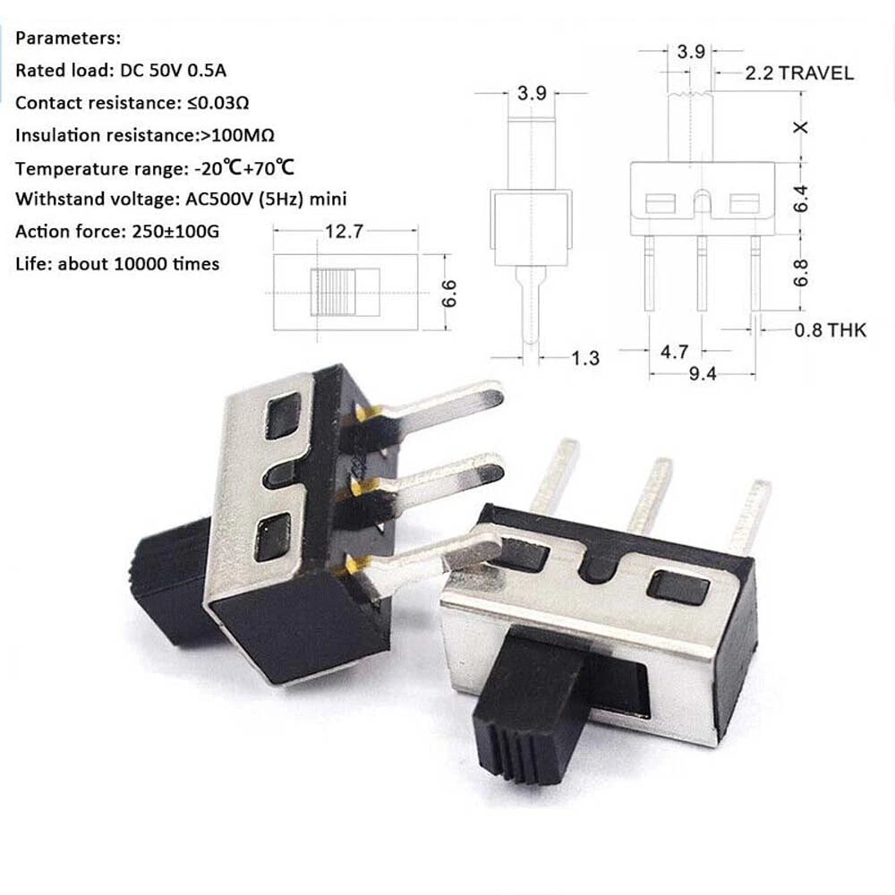 Miniature Slide Toggle Switch — 2/3-Position, Single/Double Row, Vertical & Horizontal, Through-Hole & SMD