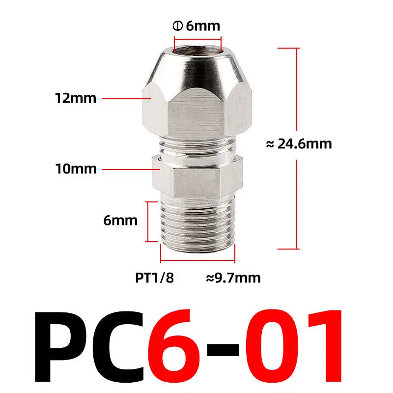 Brass Male Compression Fittings – BSP Hydraulic Adaptor, 1/8" to 1/2" Bore (PC4–PC16)