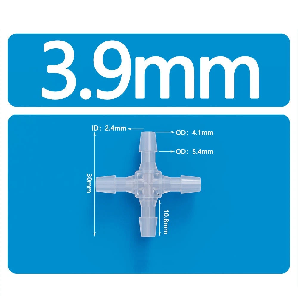 X Piece & Side 4-Way Plastic Hose Pipe Connector — Water Oil Gas Air Joiner