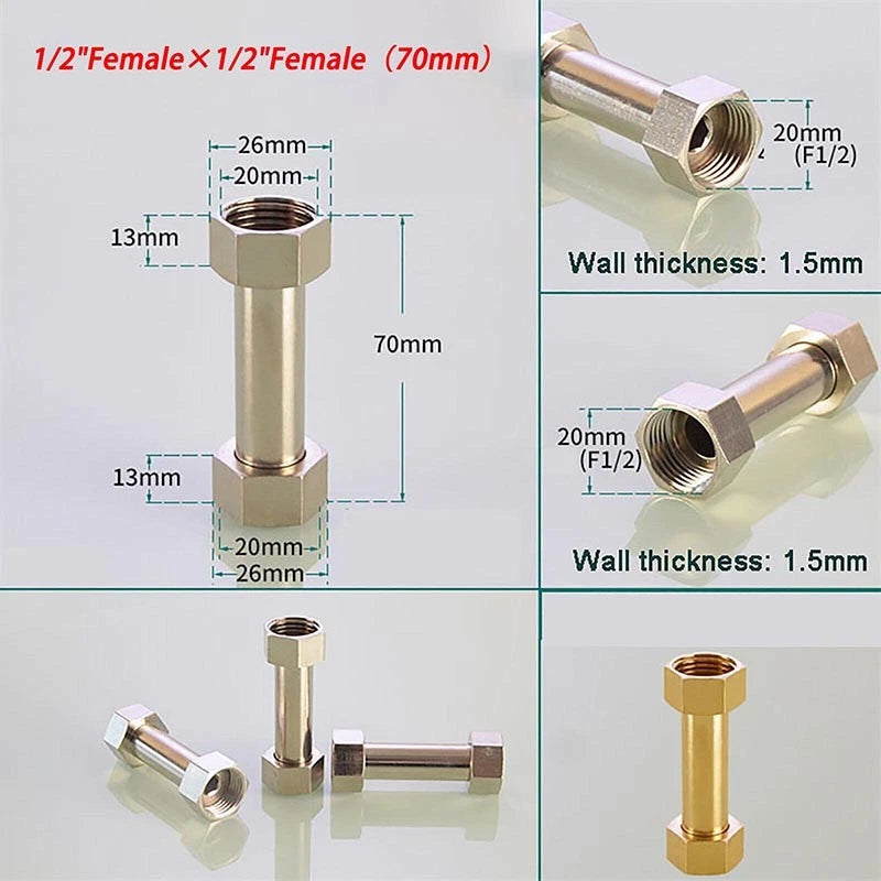 Brass Compression Fittings — Straight Coupling & Elbow Connector, 1/2" 3/4" 1" Female/Male