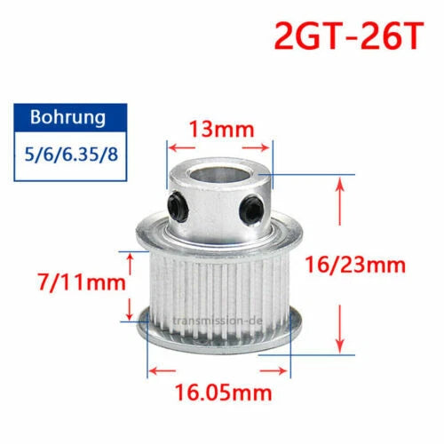 GT2 Timing Belt Pulley 16T - 100T Synchronous Wheel for 6 mm width Drive Belts
