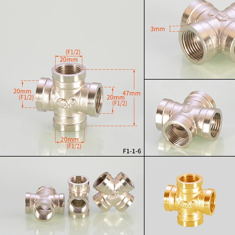 1/2" Copper Tee Elbow Diverter Valve Adapter — Hose & Shower Connector (24 Styles)
