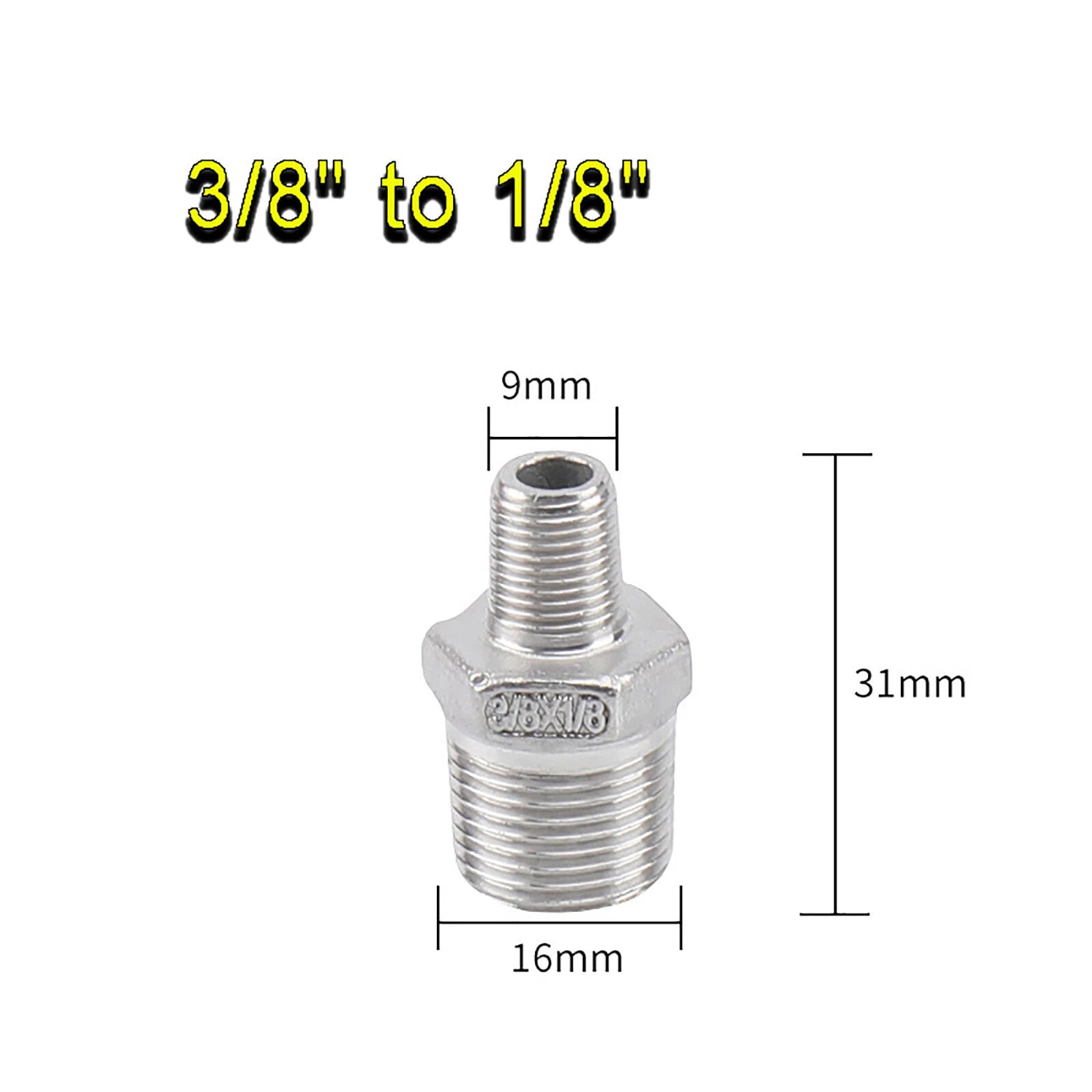 BSP Male to Male Reducing Hex Nipple 304 Stainless Steel Pipe Connector