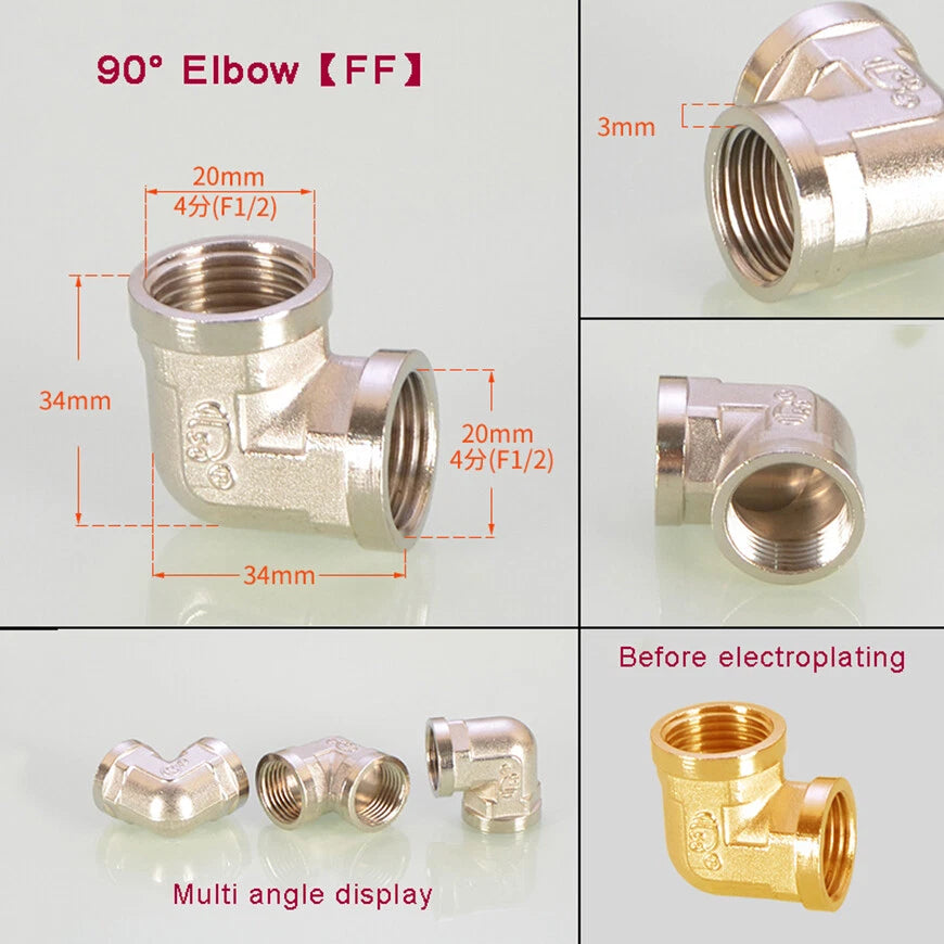 BSP 1/2" Brass Pipe Fittings – Tee, Elbow, Cross & Y-Connector