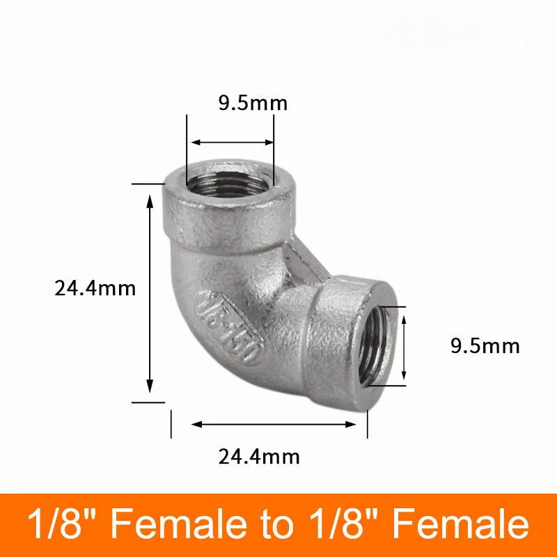 Stainless Steel 90° Elbow BSP Pipe Fittings — Same-Size & Reducing Female/Male Adapters