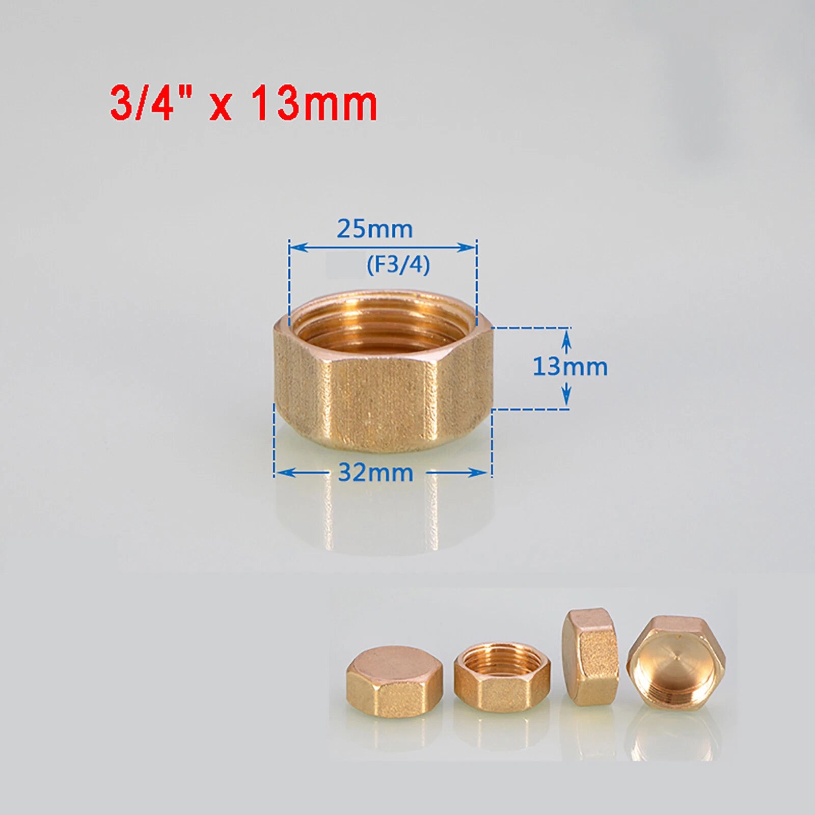 Brass Female BSP Blanking Cap Stop End Pipe Fittings — 1/8" to 1" Hex & Octagonal