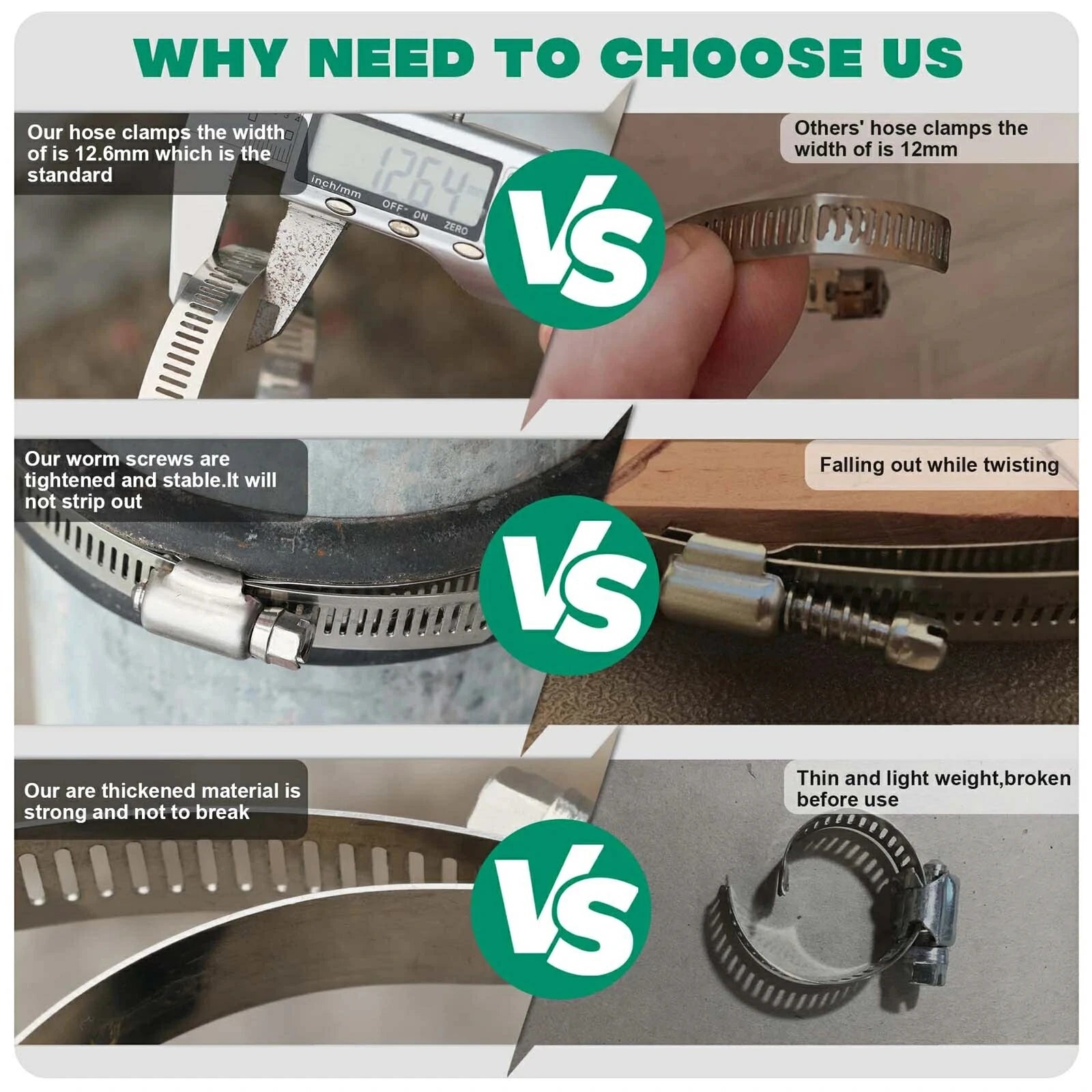 Hose Clamp Large Adjustable Jubilee Clips with Fasteners 304 Stainless Steel
