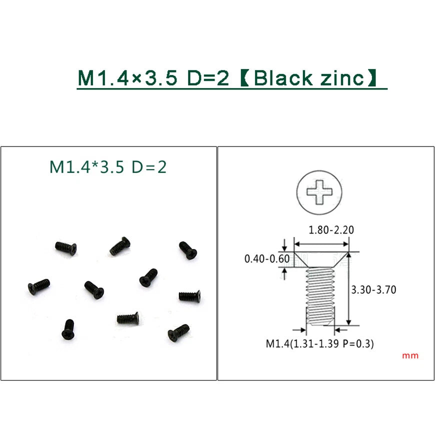 M1–M1.8 Phillips Countersunk Flat Head Machine Screws – Carbon Steel or 304 Stainless, Multiple Finishes