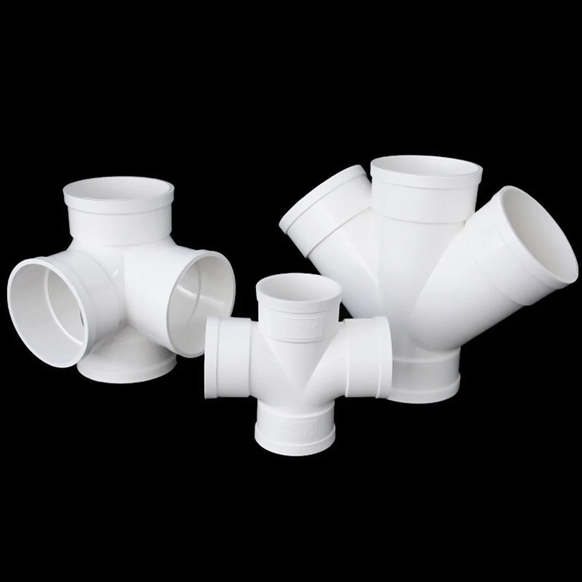 PVC 4-Way Equal Reducer Drainage Pipe Connectors Various Types Tube Fittings