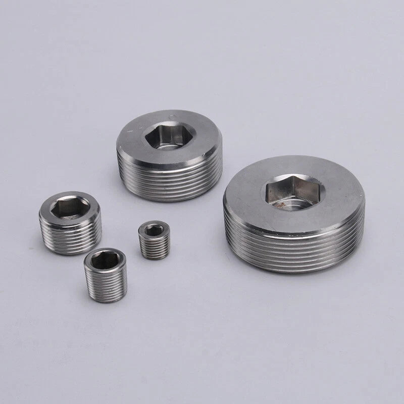 BSP Male Stainless Steel Countersunk End Plug — Internal Hex, 1/4" to 2"