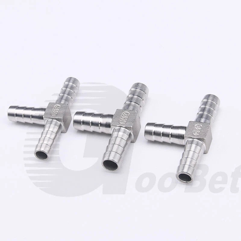 Stainless Steel Barbed Hose Connector — T-Piece & Y-Piece, 6mm–25mm