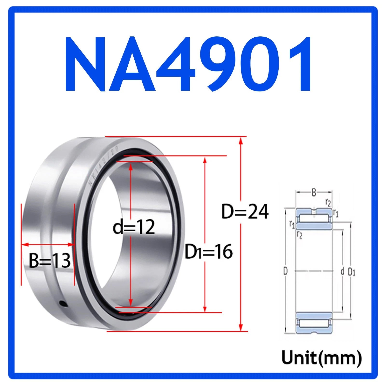 Needle Roller Bearings With Inner Ring High-Quality NA4900 - NA6920 ID 10-100mm