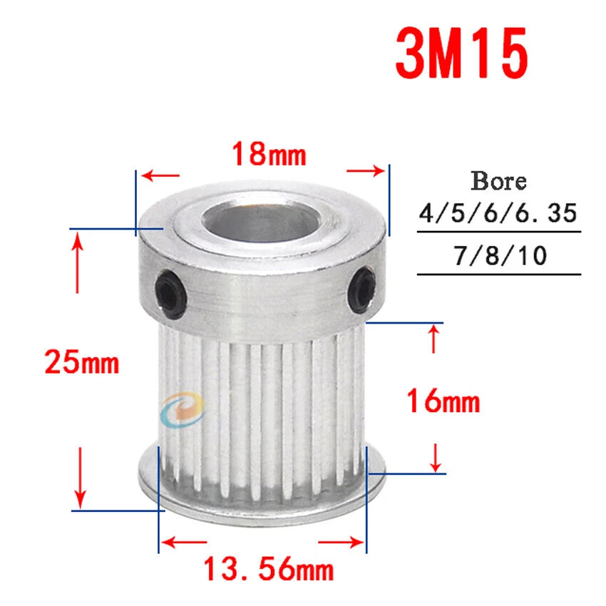 HTD-3M 12T-150T Timing Belt Pulley With Step Bore 8-25mm, For 15mm Width Belt
