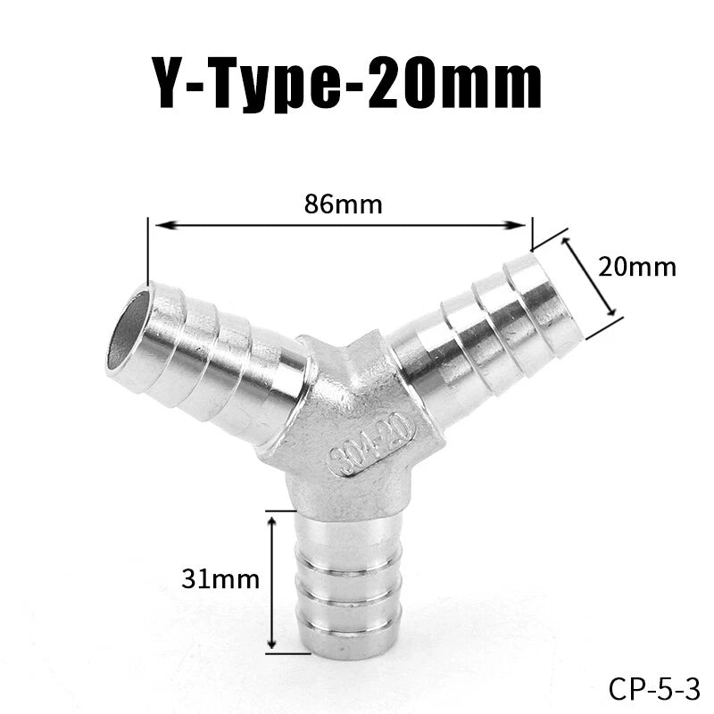 Stainless Steel BSP Hose Tail Connector Fitting — Y / L / T / Inline Type