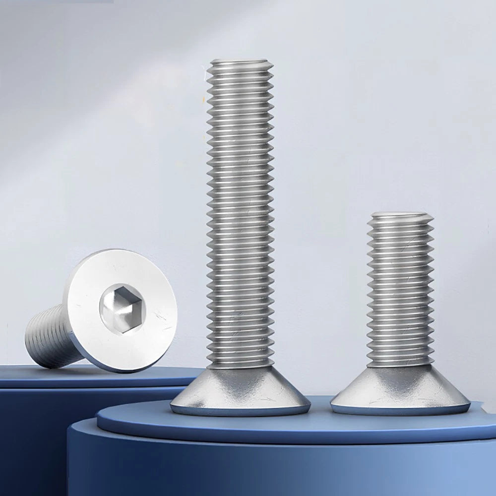 M8 M10 Countersunk Socket Head Screws – 304 Stainless Steel A2, Fully Threaded, 10–150mm