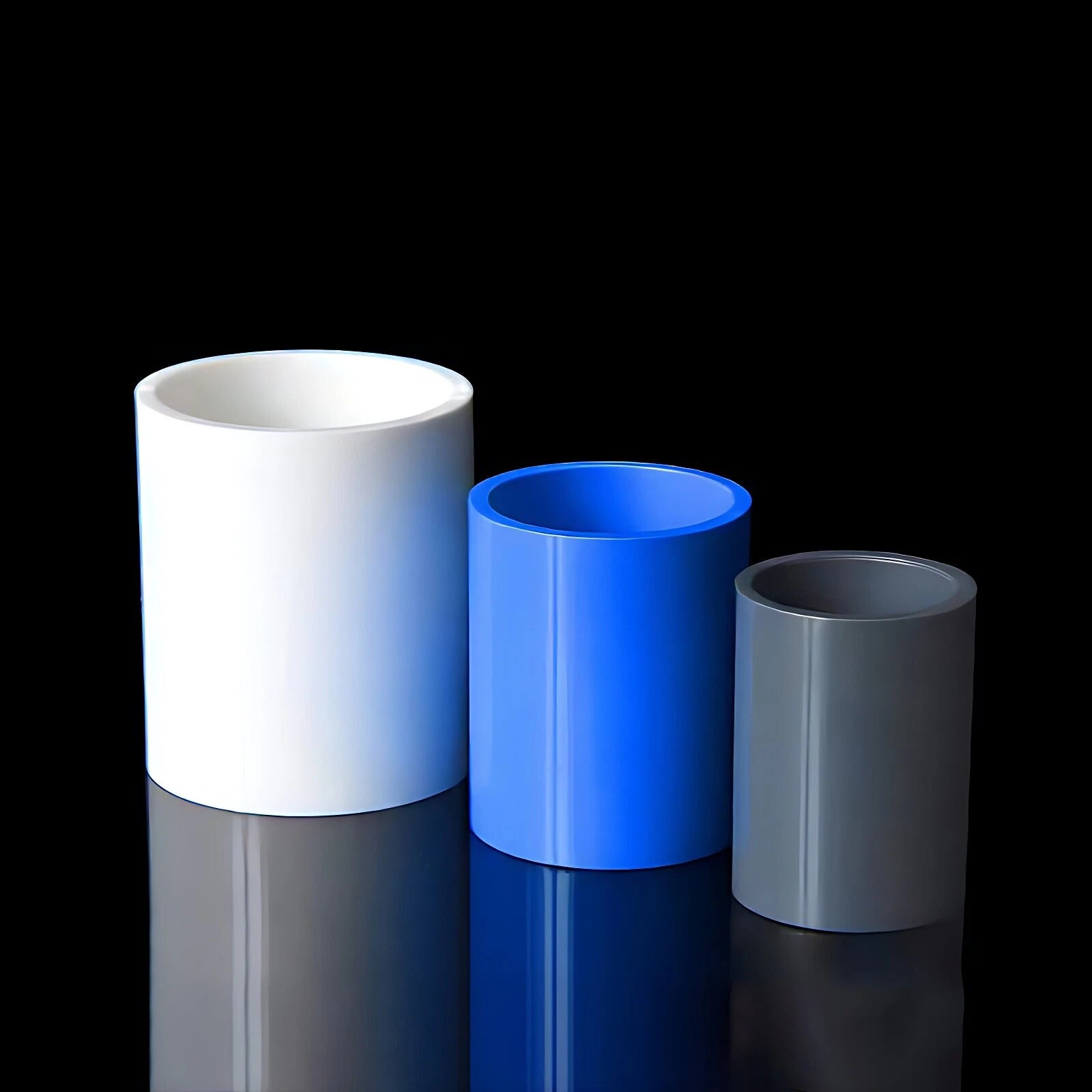 PVC Straight Pipe Coupling Socket — 16mm to 200mm, White / Blue / Grey