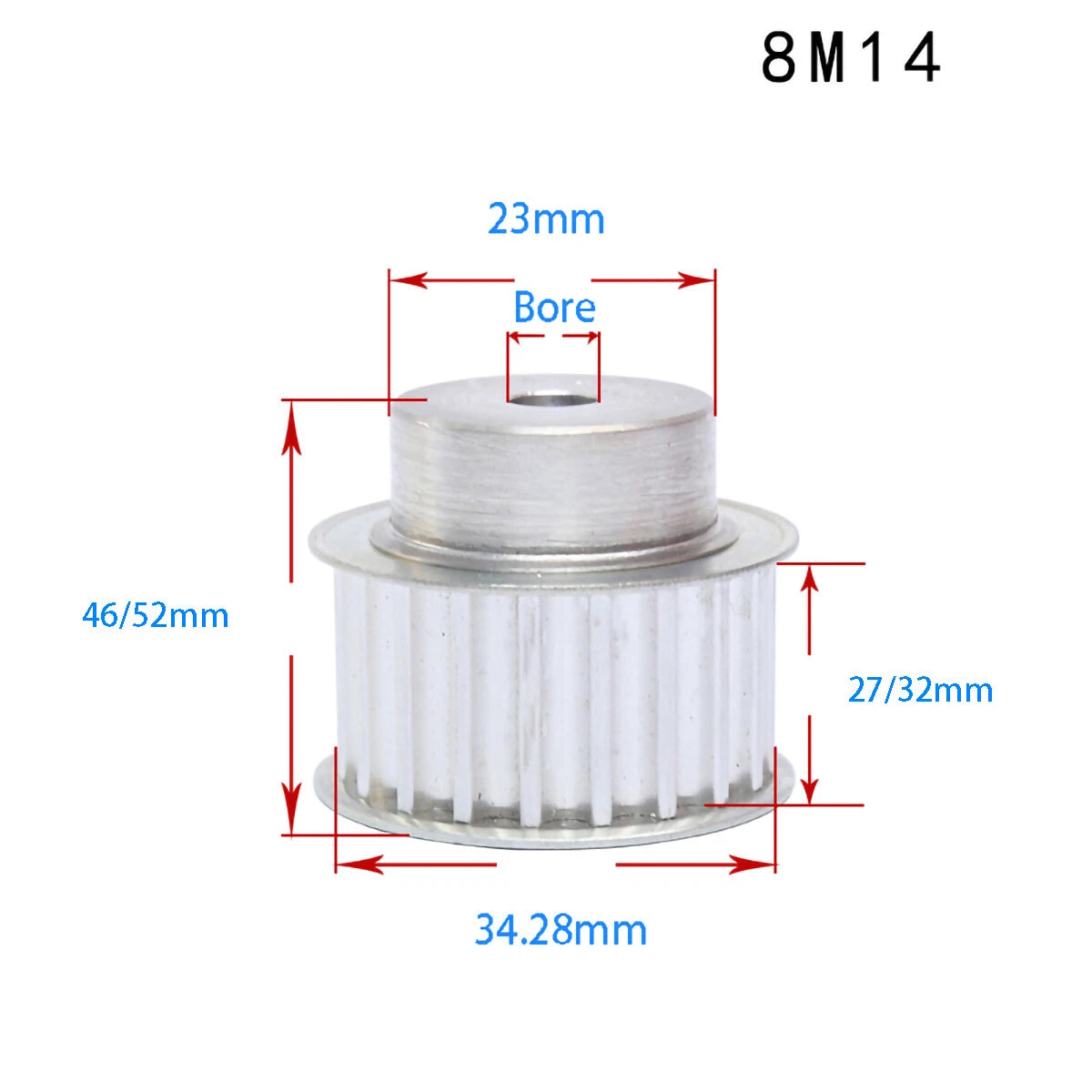BF-type HTD8M 25mm-30mm Timing Belt Pulley 12 - 72 Tooth for CNC Step Motor
