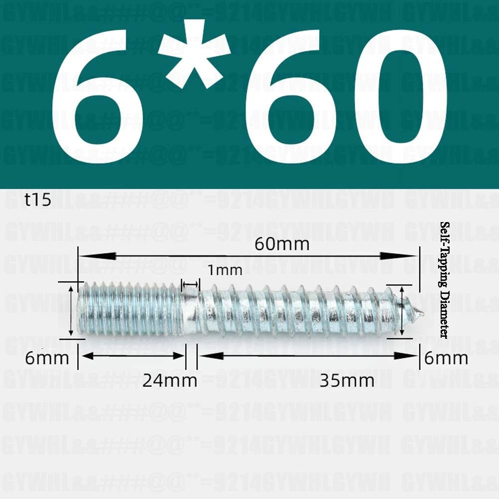 M6 M8 M10 Hanger Bolts – Zinc Plated Steel Torx Drive, Headless Furniture Wood Screws for Sofa Legs & Mounting