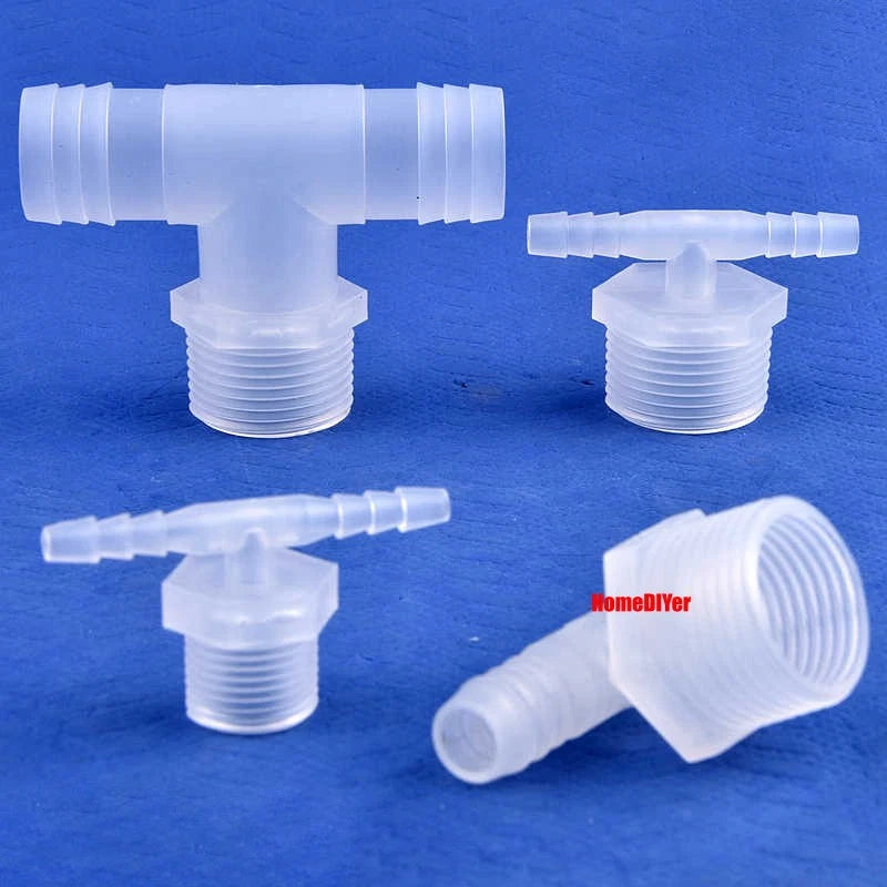 T Piece Joiner 3-Way Plastic Barb Connector | Pipe Hose Male Thread Fitting