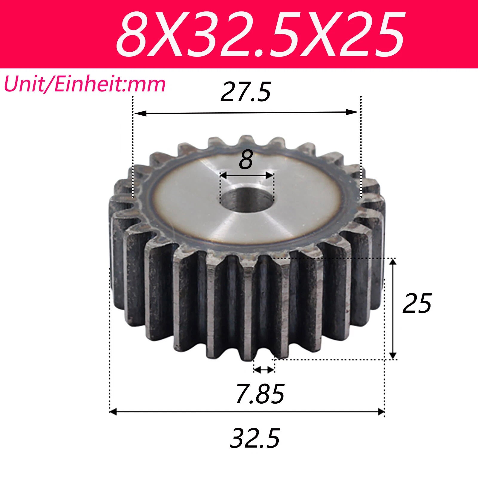2.5 Modul 45# Steel Spur Gears Pinion Gear Thick 25mm 10-80 Teeth For 3D CNC