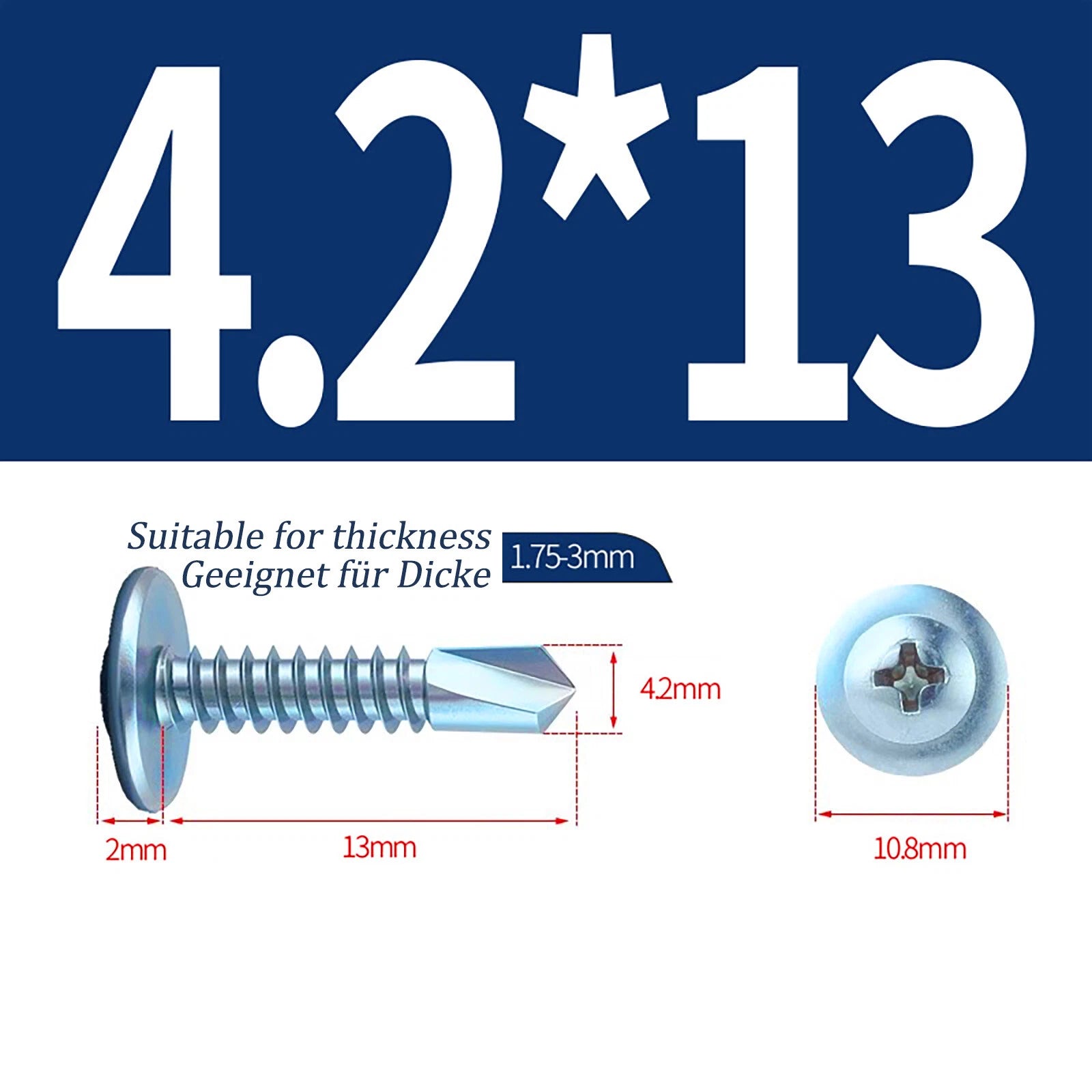 Self Drilling Wafer Head Screws – 304/410 Stainless & Galvanized Steel, M4.2 M4.8