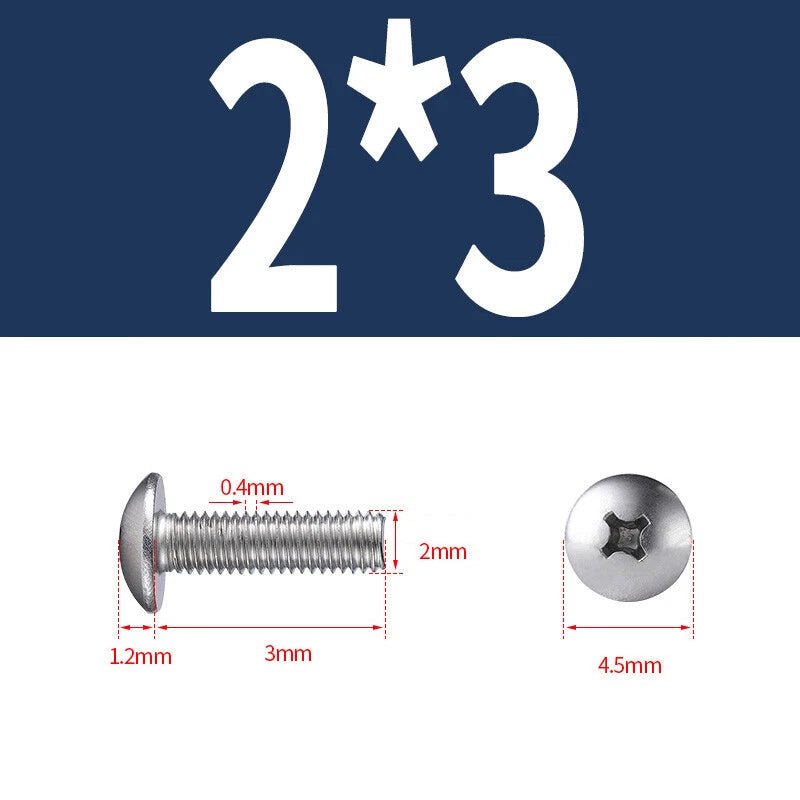 Phillips Button Head Machine Screws — Steel M2 M2.5 M3 M4 M5 M6 - HomeDIYer